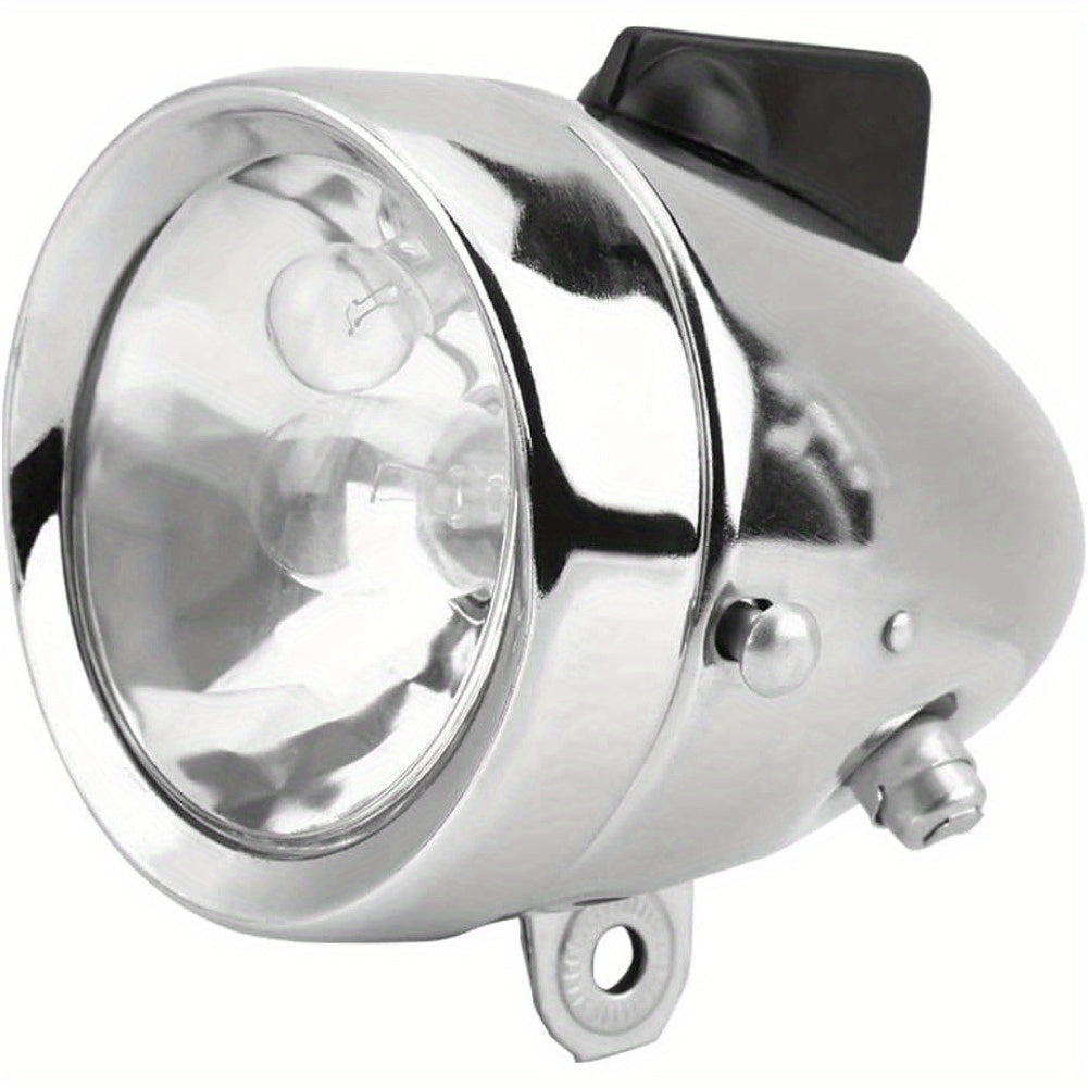 Bicycle Dynamo Headlight & Tail Light Kit 12V 6W Friction Generator – No Battery Needed, Fits Mountain Bike, Road Bike, BMX, Folding Bike, Kids Bike & More, Silver