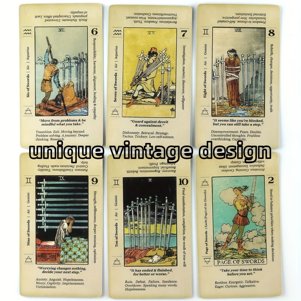 Tarot Cards for Beginners 78 Vintage Card Deck with PDF Guide Booklet for Spiritual Exploration Adult Card Game Gift for Friends Family Halloween Christmas Thanksgiving Party