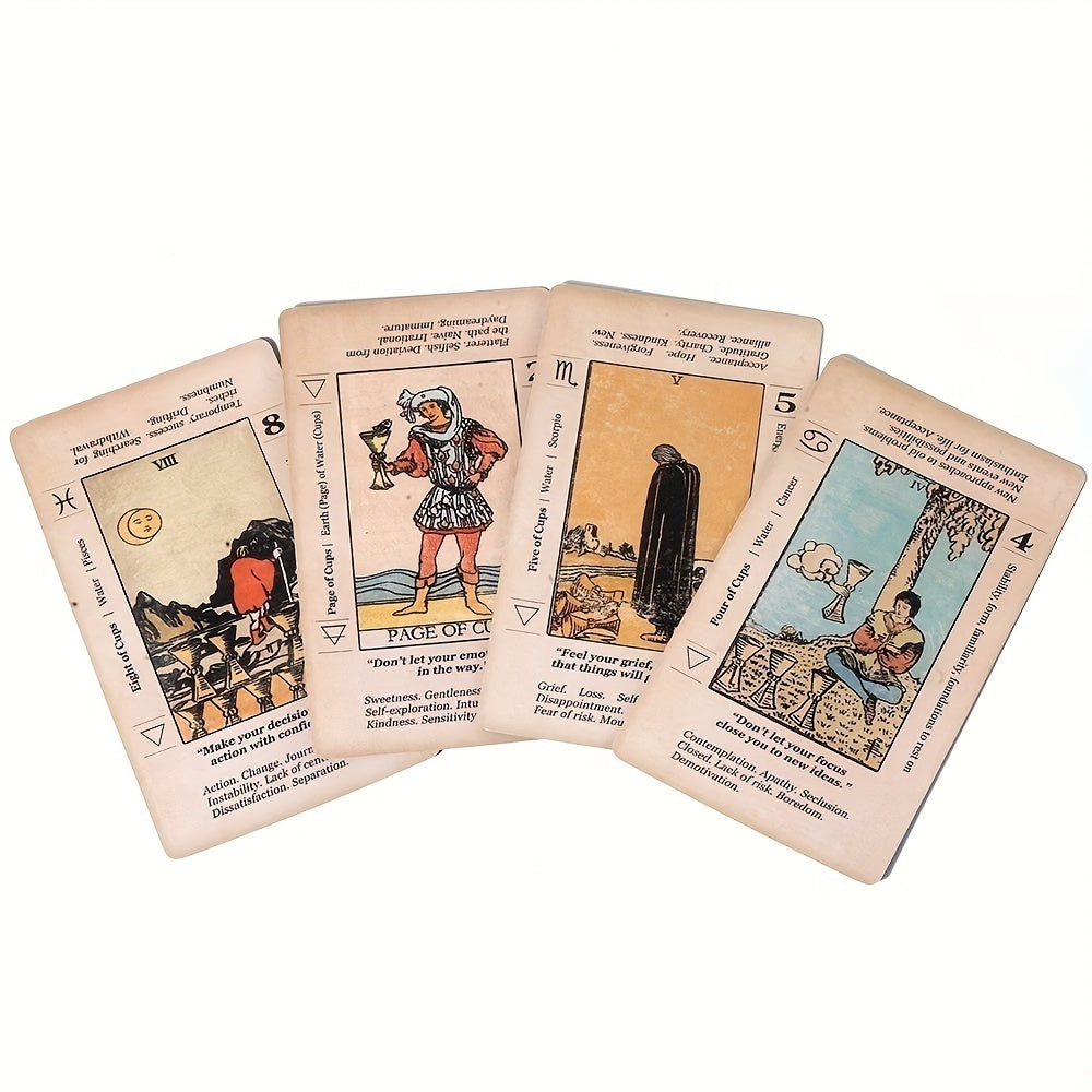 Tarot Cards for Beginners 78 Vintage Card Deck with PDF Guide Booklet for Spiritual Exploration Adult Card Game Gift for Friends Family Halloween Christmas Thanksgiving Party