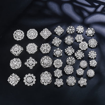 36Pcs Rhinestone Brooch Set for Women & Men – Vintage Elegant Zinc Alloy Crystal Pins, Sparkling Fashion Jewelry for Weddings, Parties, Formal Occasions & Daily Wear, Great Gift Idea
