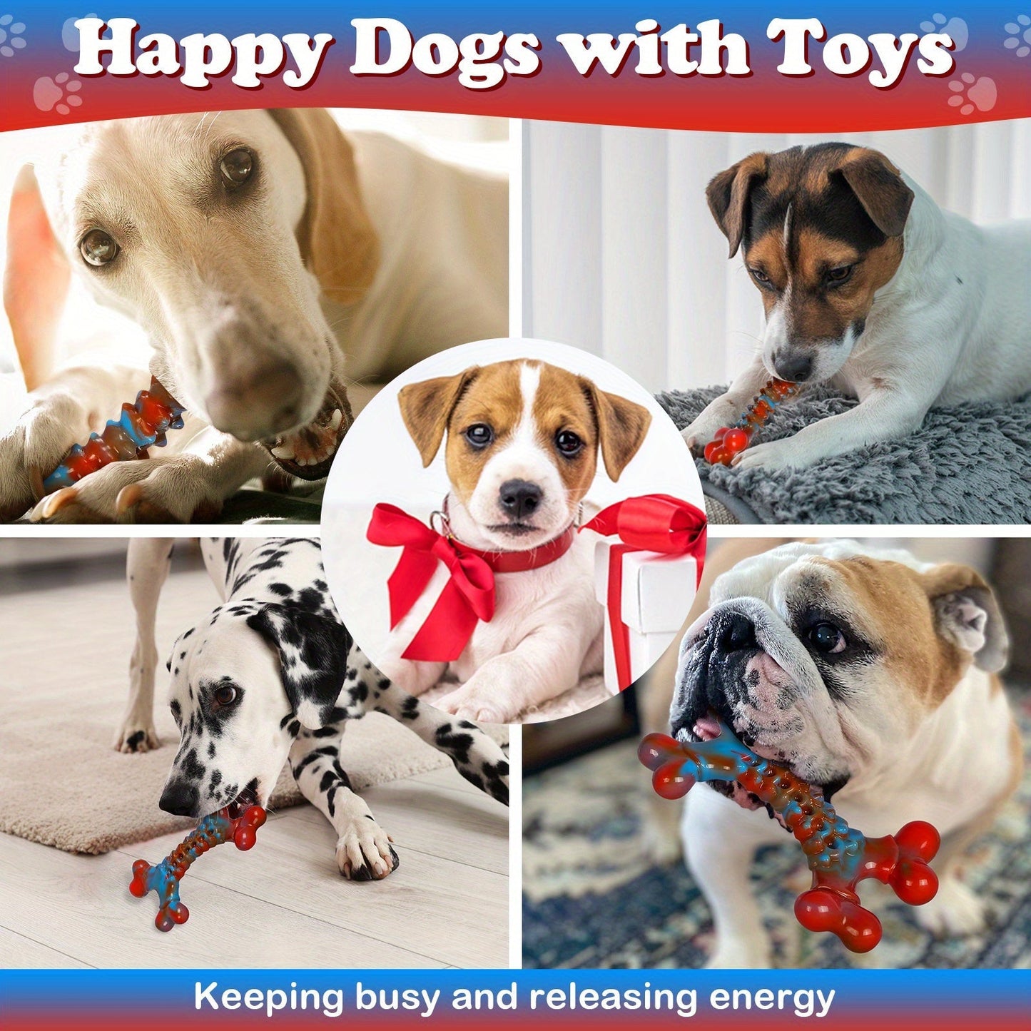 Indestructible Dog Chew Toys for Aggressive Chewers Large Breed Tough Nylon Dog Teething Toy Durable Sturdy Boredom Relief Interactive Chew Toy Keeps Dogs Busy Red 1pc 2pcs 4pcs