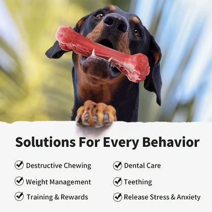 Indestructible Dog Chew Toy for Aggressive Chewers, Durable Natural Rubber Bone Chew Toy for Teeth Cleaning & Interactive Play, Non-Toxic Dog Bone for Small, Medium & Large Breeds – L Size 5.91 Inch