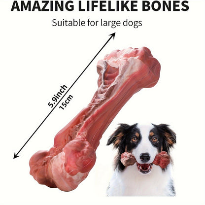 Indestructible Dog Chew Toy for Aggressive Chewers, Durable Natural Rubber Bone Chew Toy for Teeth Cleaning & Interactive Play, Non-Toxic Dog Bone for Small, Medium & Large Breeds – L Size 5.91 Inch
