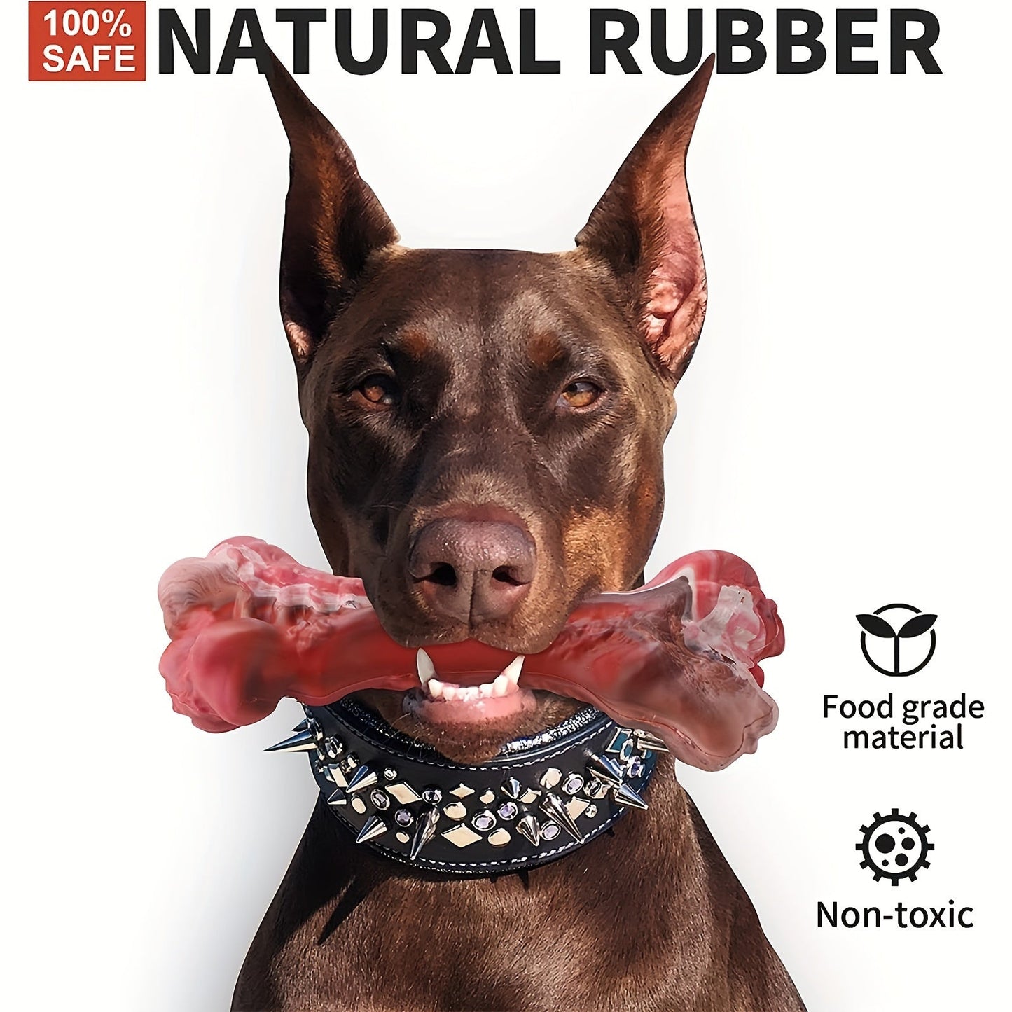 Indestructible Dog Chew Toy for Aggressive Chewers, Durable Natural Rubber Bone Chew Toy for Teeth Cleaning & Interactive Play, Non-Toxic Dog Bone for Small, Medium & Large Breeds – L Size 5.91 Inch