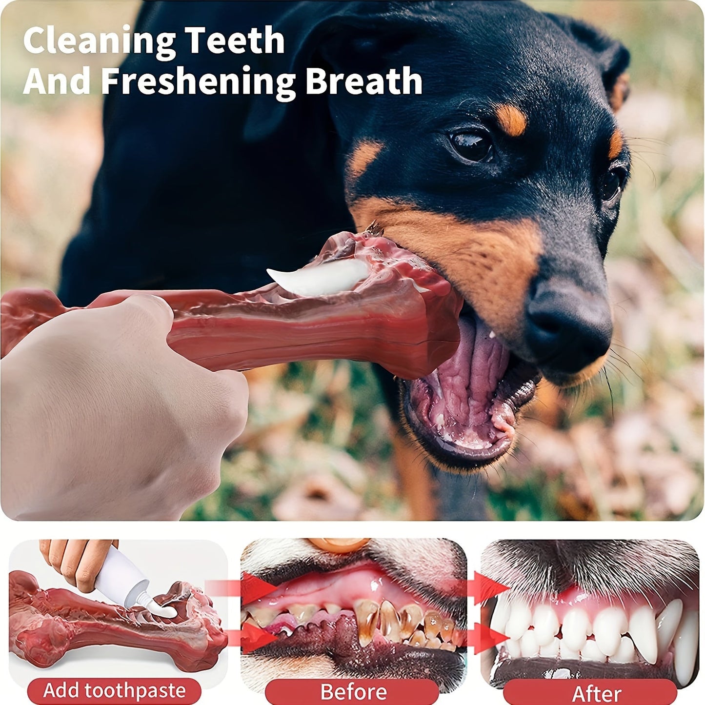 Indestructible Dog Chew Toy for Aggressive Chewers, Durable Natural Rubber Bone Chew Toy for Teeth Cleaning & Interactive Play, Non-Toxic Dog Bone for Small, Medium & Large Breeds – L Size 5.91 Inch