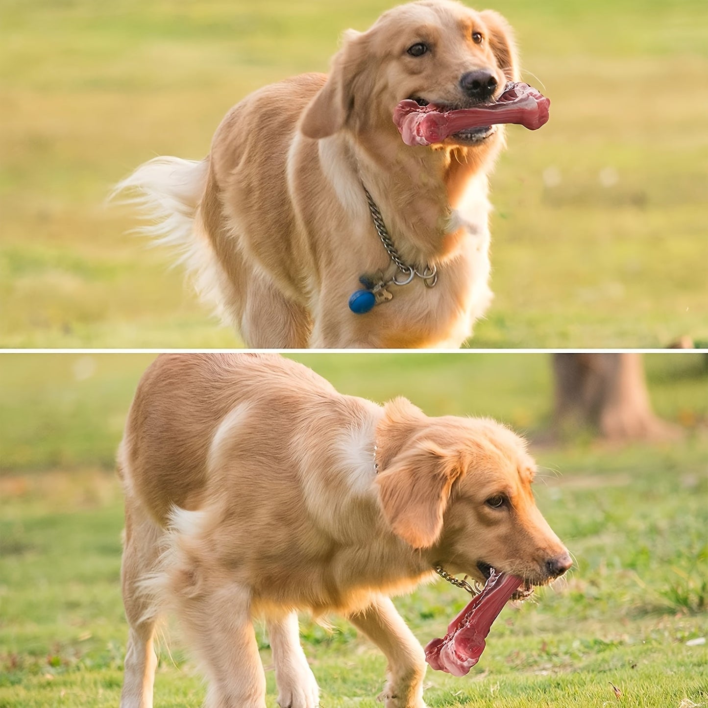 Indestructible Dog Chew Toy for Aggressive Chewers, Durable Natural Rubber Bone Chew Toy for Teeth Cleaning & Interactive Play, Non-Toxic Dog Bone for Small, Medium & Large Breeds – L Size 5.91 Inch