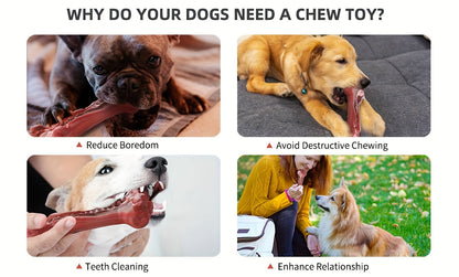 Indestructible Dog Chew Toy for Aggressive Chewers, Durable Natural Rubber Bone Chew Toy for Teeth Cleaning & Interactive Play, Non-Toxic Dog Bone for Small, Medium & Large Breeds – L Size 5.91 Inch
