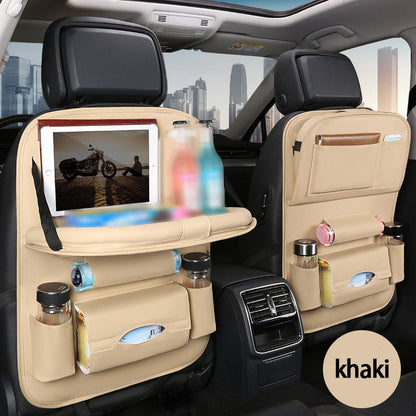 Car Rear Seat Organizer 2PCS – Premium Integrated Storage Box with Foldable Table, Footrest, Cup Holder, Tissue Box, Umbrella Holder & Laptop Base, Ultimate Car Travel Companion for Backseat Passengers
