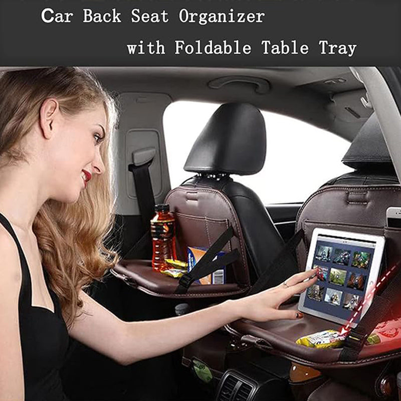 Car Rear Seat Organizer 2PCS – Premium Integrated Storage Box with Foldable Table, Footrest, Cup Holder, Tissue Box, Umbrella Holder & Laptop Base, Ultimate Car Travel Companion for Backseat Passengers