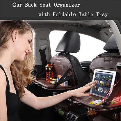 Car Rear Seat Organizer 2PCS – Premium Integrated Storage Box with Foldable Table, Footrest, Cup Holder, Tissue Box, Umbrella Holder & Laptop Base, Ultimate Car Travel Companion for Backseat Passengers
