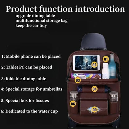 Car Rear Seat Organizer 2PCS – Premium Integrated Storage Box with Foldable Table, Footrest, Cup Holder, Tissue Box, Umbrella Holder & Laptop Base, Ultimate Car Travel Companion for Backseat Passengers