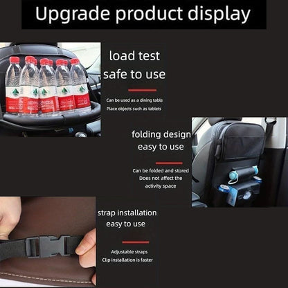 Car Rear Seat Organizer 2PCS – Premium Integrated Storage Box with Foldable Table, Footrest, Cup Holder, Tissue Box, Umbrella Holder & Laptop Base, Ultimate Car Travel Companion for Backseat Passengers