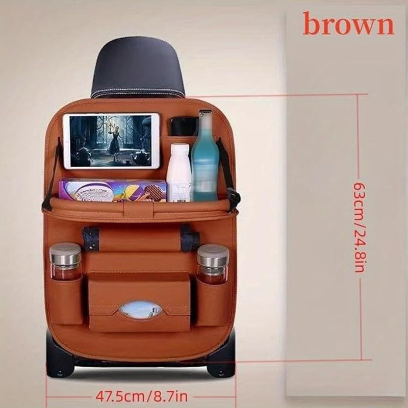 Car Rear Seat Organizer 2PCS – Premium Integrated Storage Box with Foldable Table, Footrest, Cup Holder, Tissue Box, Umbrella Holder & Laptop Base, Ultimate Car Travel Companion for Backseat Passengers