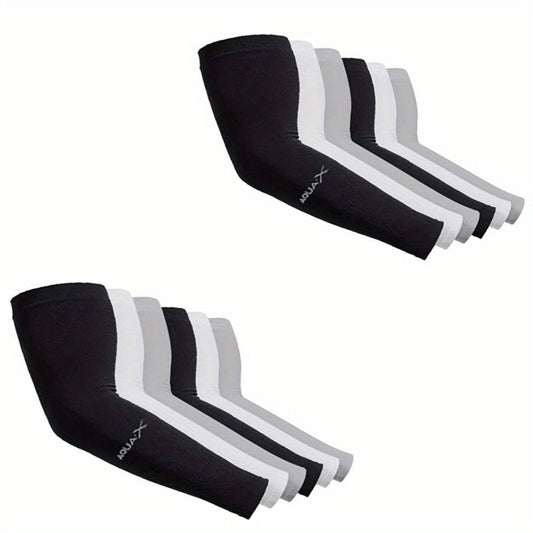 UV Cooling Arm Sleeves 6 Pairs UPF 50+ Sun Protection – Breathable Nylon Cooling Sleeves for Golf, Fishing, Cycling, Hiking & Driving (2 Black + 2 Gray + 2 White)