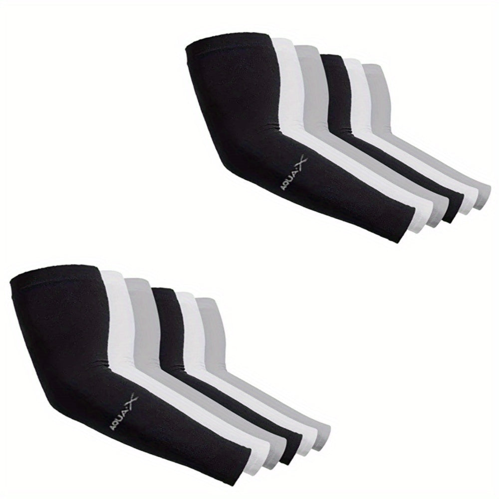 UV Cooling Arm Sleeves 6 Pairs UPF 50+ Sun Protection – Breathable Nylon Cooling Sleeves for Golf, Fishing, Cycling, Hiking & Driving (2 Black + 2 Gray + 2 White)