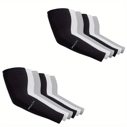 UV Cooling Arm Sleeves 6 Pairs UPF 50+ Sun Protection – Breathable Nylon Cooling Sleeves for Golf, Fishing, Cycling, Hiking & Driving (2 Black + 2 Gray + 2 White)