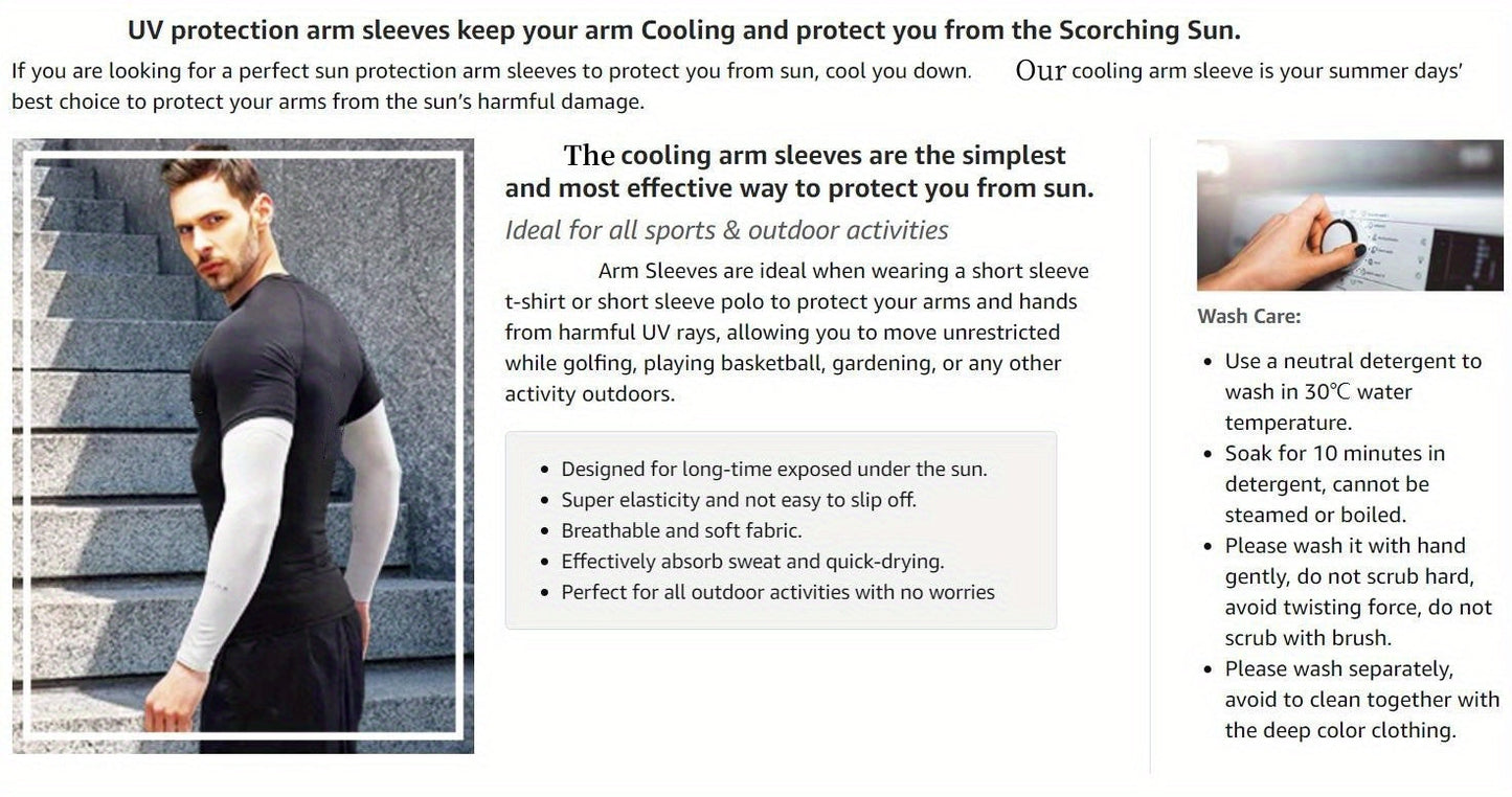UV Cooling Arm Sleeves 6 Pairs UPF 50+ Sun Protection – Breathable Nylon Cooling Sleeves for Golf, Fishing, Cycling, Hiking & Driving (2 Black + 2 Gray + 2 White)