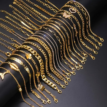 22-Pack Butterfly Tail Pendant Metal Anklet Set for Women Fashionable Elegant Layered Ankle Chain Jewelry for Daily Wear Parties Beach Holiday Gift for Her