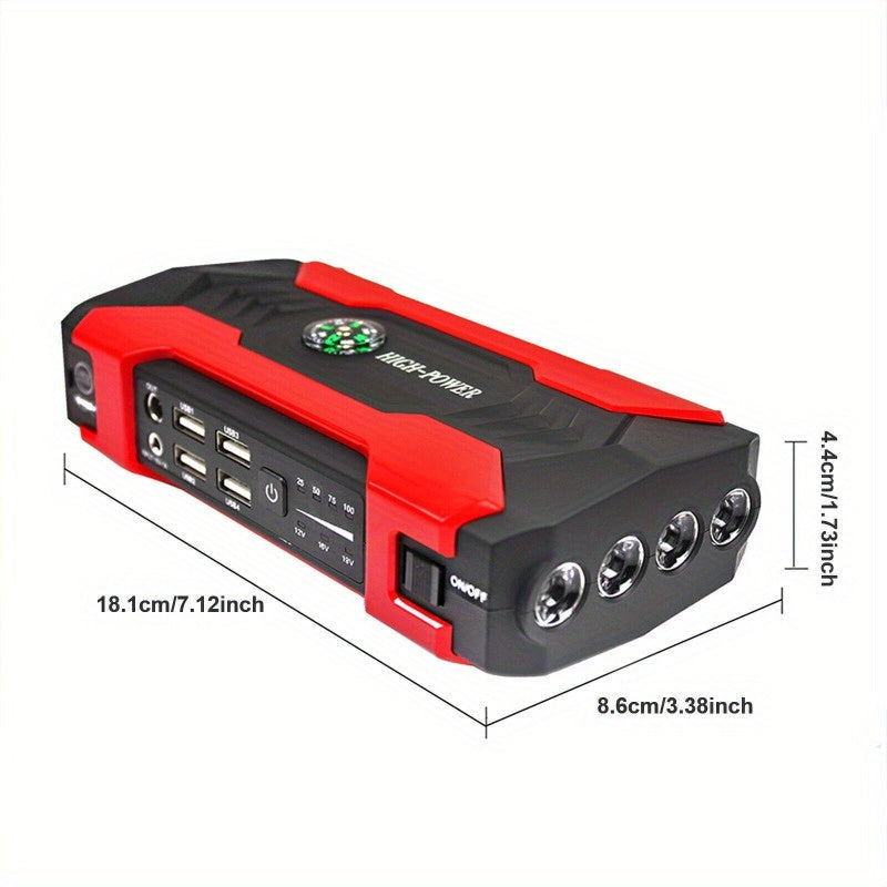 2000A Peak Portable Car Jump Starter Wireless Battery Booster – 12V Quick Start for Gas (8.0L) & Diesel (1.72 Gal) Engines with USB Input/Output, LED Emergency Light – Car Accessory & Emergency Tool