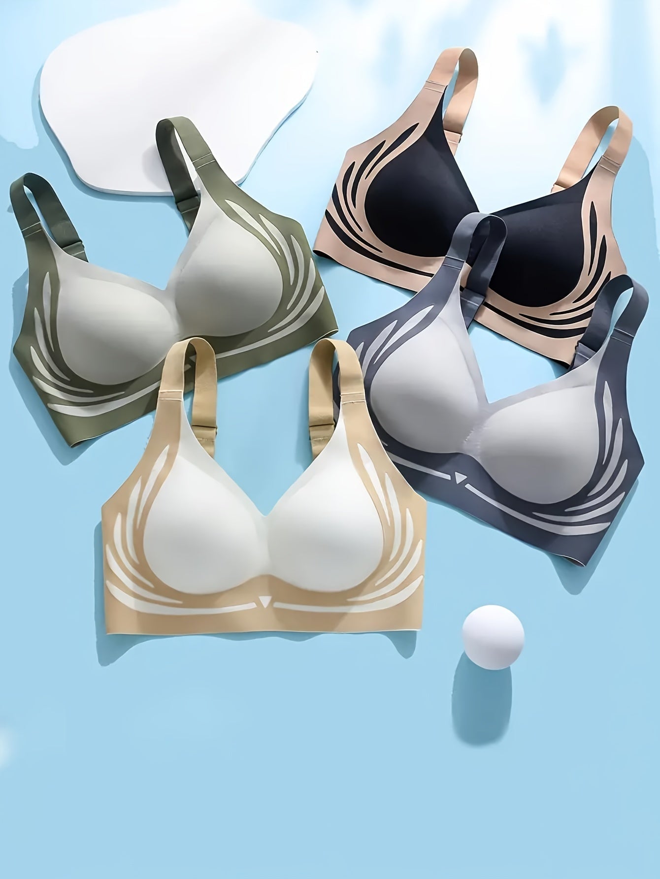 4 Pack Anti-Gravity Lifting Nubra Adhesive Bra for Women – Wireless Invisible Backless Bra, Breathable Skin-Friendly No-Gather Design, Light Luxury Underwear, Sizes L & XXL