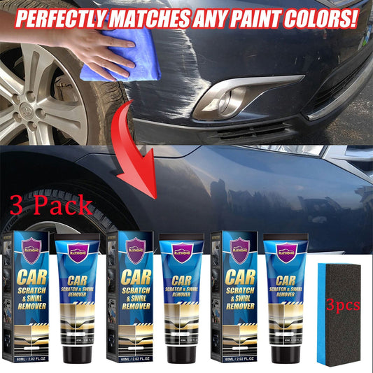 Car Scratch & Swirl Remover Paste 3-Pack – Universal Color Match Formula, Auto Paint Repair Polishing Cream, Easy DIY Touch-Up & Restoration for All Car Colors, Clear Coat Safe, Exterior Detailing