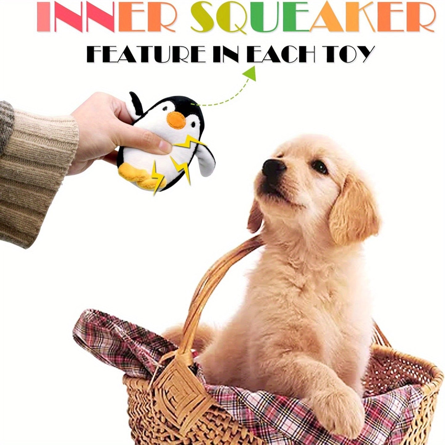 12-Pack Squeaky Stuffed Animal Dog Toys Plush Puppy Toys for Small Medium Dogs - Soft Chew Teething Toys with Gift Box Fox Tiger Rabbit Panda & More