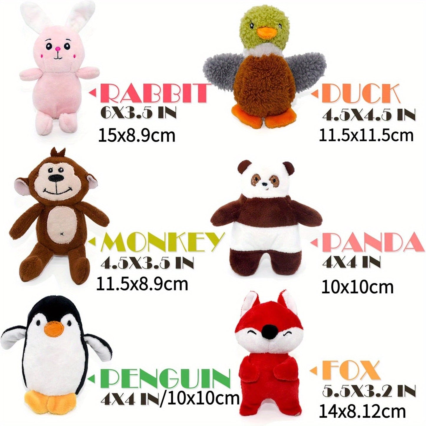 12-Pack Squeaky Stuffed Animal Dog Toys Plush Puppy Toys for Small Medium Dogs - Soft Chew Teething Toys with Gift Box Fox Tiger Rabbit Panda & More