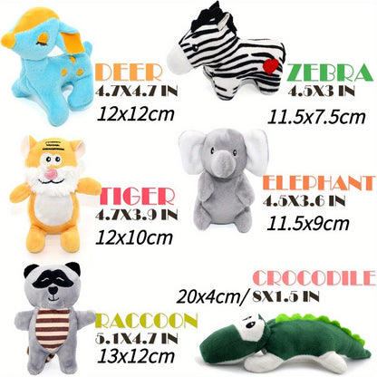 12-Pack Squeaky Stuffed Animal Dog Toys Plush Puppy Toys for Small Medium Dogs - Soft Chew Teething Toys with Gift Box Fox Tiger Rabbit Panda & More