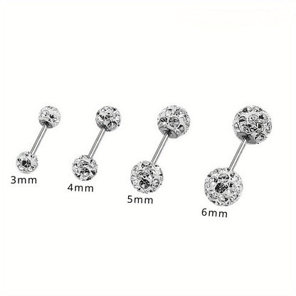 4Pcs 925 Sterling Silver Earrings Set – Boho Sphere Stud Earrings with Cubic Zirconia Inlay, Dainty Luxury Fashion Jewelry Gift for Women, Hypoallergenic Silver Earring Set
