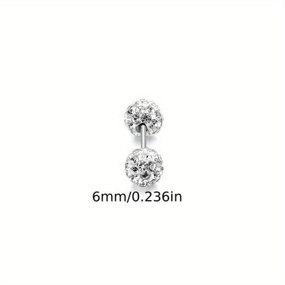 4Pcs 925 Sterling Silver Earrings Set – Boho Sphere Stud Earrings with Cubic Zirconia Inlay, Dainty Luxury Fashion Jewelry Gift for Women, Hypoallergenic Silver Earring Set