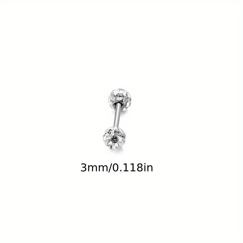 4Pcs 925 Sterling Silver Earrings Set – Boho Sphere Stud Earrings with Cubic Zirconia Inlay, Dainty Luxury Fashion Jewelry Gift for Women, Hypoallergenic Silver Earring Set