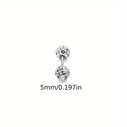 4Pcs 925 Sterling Silver Earrings Set – Boho Sphere Stud Earrings with Cubic Zirconia Inlay, Dainty Luxury Fashion Jewelry Gift for Women, Hypoallergenic Silver Earring Set