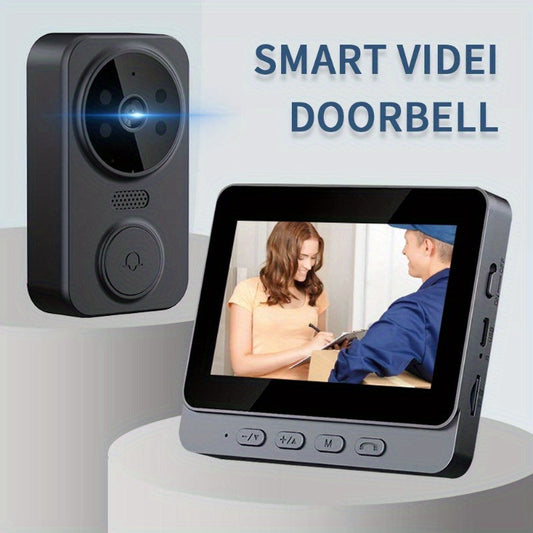 Wireless Video Doorbell Camera with Indoor Monitor – 1080P FHD, No Wi-Fi Needed, Night Vision, Two-Way Audio, 4.3" IPS Screen, Long Battery Life, SD Card Storage, Easy Install for Home Security