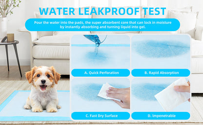 Super Absorbent Dog Pee Pads 23.6x23.6 Inch for Puppy Training & Indoor Pet Toilet Use – Leak-Proof Odor-Control Training Pads, 50 / 100 / 200 / 400 Count Bulk Value Packs
