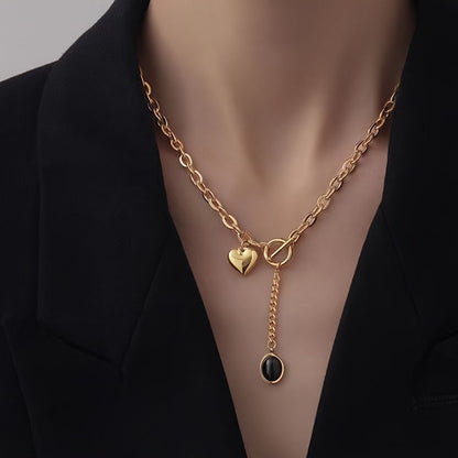 316L Stainless Steel Thick Chain Necklace Set of 2 with Oval Pendant – Hypoallergenic Tarnish-Resistant Unisex Jewelry, Daily Wear & Party, Trendy Gift for Friends & Family