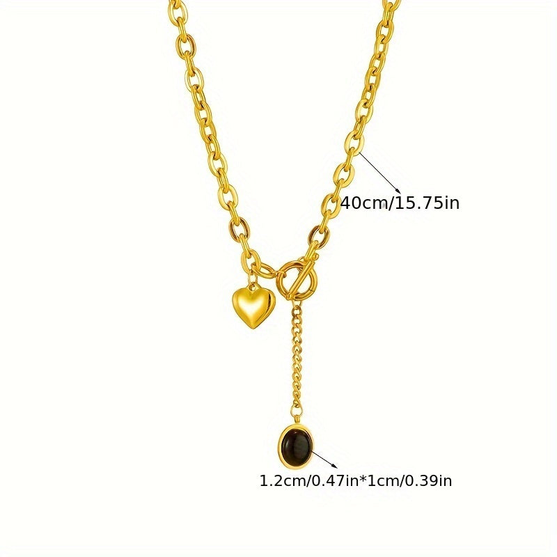 316L Stainless Steel Thick Chain Necklace Set of 2 with Oval Pendant – Hypoallergenic Tarnish-Resistant Unisex Jewelry, Daily Wear & Party, Trendy Gift for Friends & Family