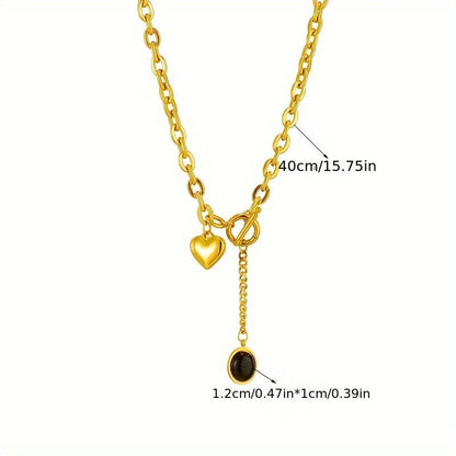 316L Stainless Steel Thick Chain Necklace Set of 2 with Oval Pendant – Hypoallergenic Tarnish-Resistant Unisex Jewelry, Daily Wear & Party, Trendy Gift for Friends & Family