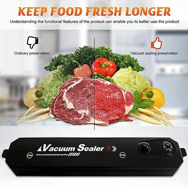 Vacuum Sealer Machine with 50 Seal Bags – Automatic Food Saver for Food Storage, Sous Vide & Meal Prep, Black or White, Easy One-Touch Operation