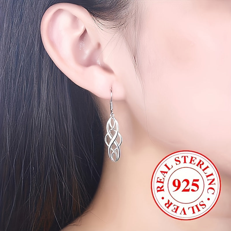 3 Pairs 925 Sterling Silver Celtic Knot Dangle Earrings for Women – Hypoallergenic Hollow Drop Earring Set, Elegant Daily & Casual Jewelry Gift