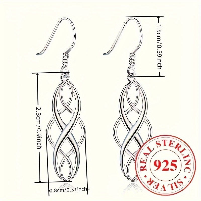 3 Pairs 925 Sterling Silver Celtic Knot Dangle Earrings for Women – Hypoallergenic Hollow Drop Earring Set, Elegant Daily & Casual Jewelry Gift