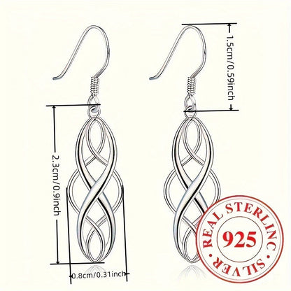 3 Pairs 925 Sterling Silver Celtic Knot Dangle Earrings for Women – Hypoallergenic Hollow Drop Earring Set, Elegant Daily & Casual Jewelry Gift
