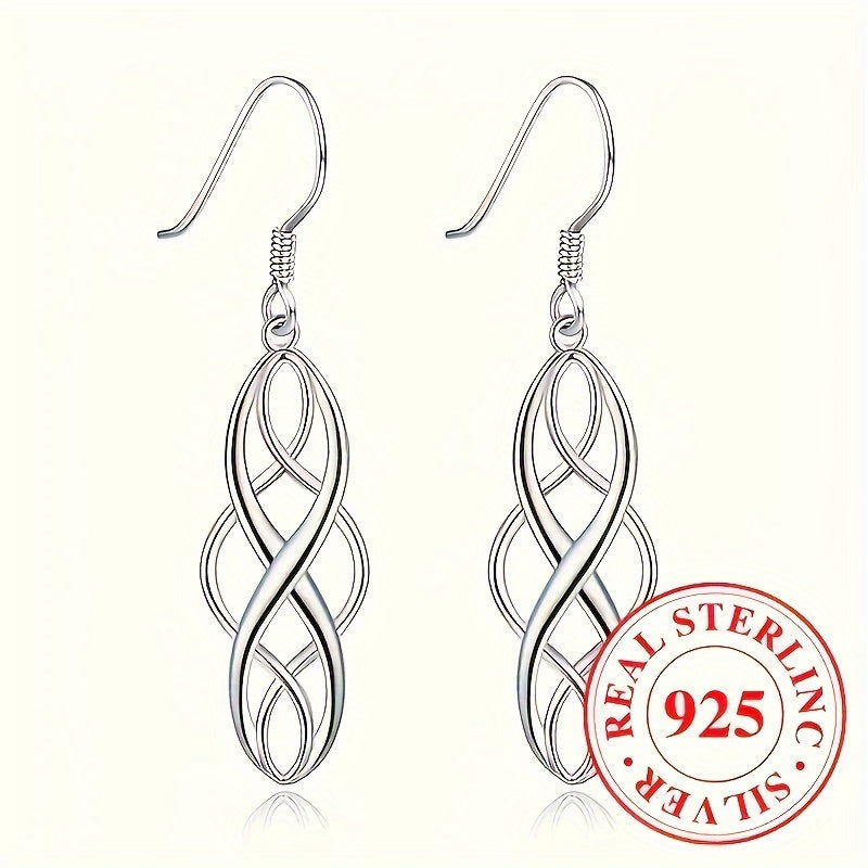3 Pairs 925 Sterling Silver Celtic Knot Dangle Earrings for Women – Hypoallergenic Hollow Drop Earring Set, Elegant Daily & Casual Jewelry Gift