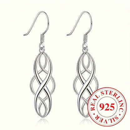 3 Pairs 925 Sterling Silver Celtic Knot Dangle Earrings for Women – Hypoallergenic Hollow Drop Earring Set, Elegant Daily & Casual Jewelry Gift