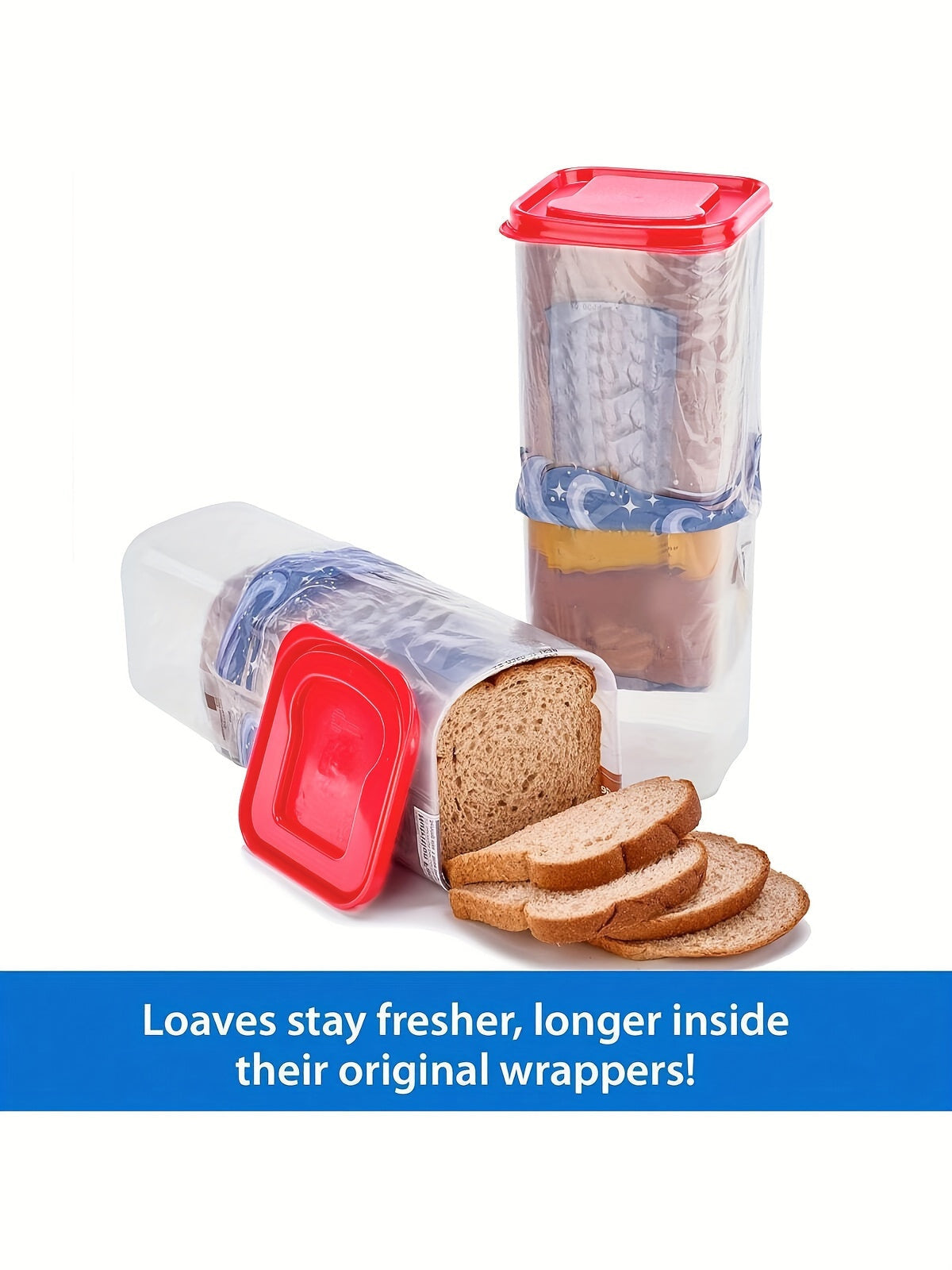 Bread Storage Container with Leakproof Lid, Stackable Reusable Fresh Bread Keeper Box for Toast & Loaves, Portable Kitchen Countertop Organizer for Bread, Ideal for Home Kitchen & Camping