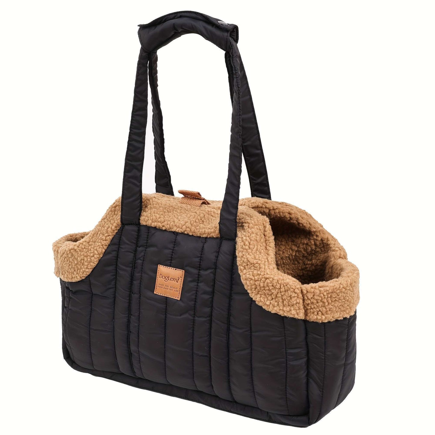 Winter Pet Carrier Handbag with Snap Closure – Cozy Warm Tote Bag for Small Dogs & Cats, Perfect for Outdoor Activities, Available in Brown, Black, Beige, Pink, Green & Blue