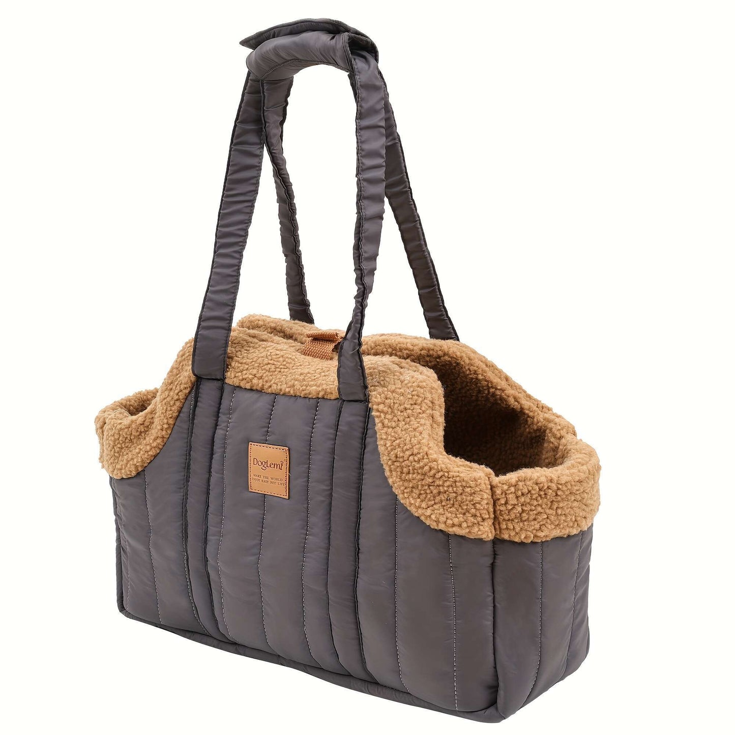 Winter Pet Carrier Handbag with Snap Closure – Cozy Warm Tote Bag for Small Dogs & Cats, Perfect for Outdoor Activities, Available in Brown, Black, Beige, Pink, Green & Blue