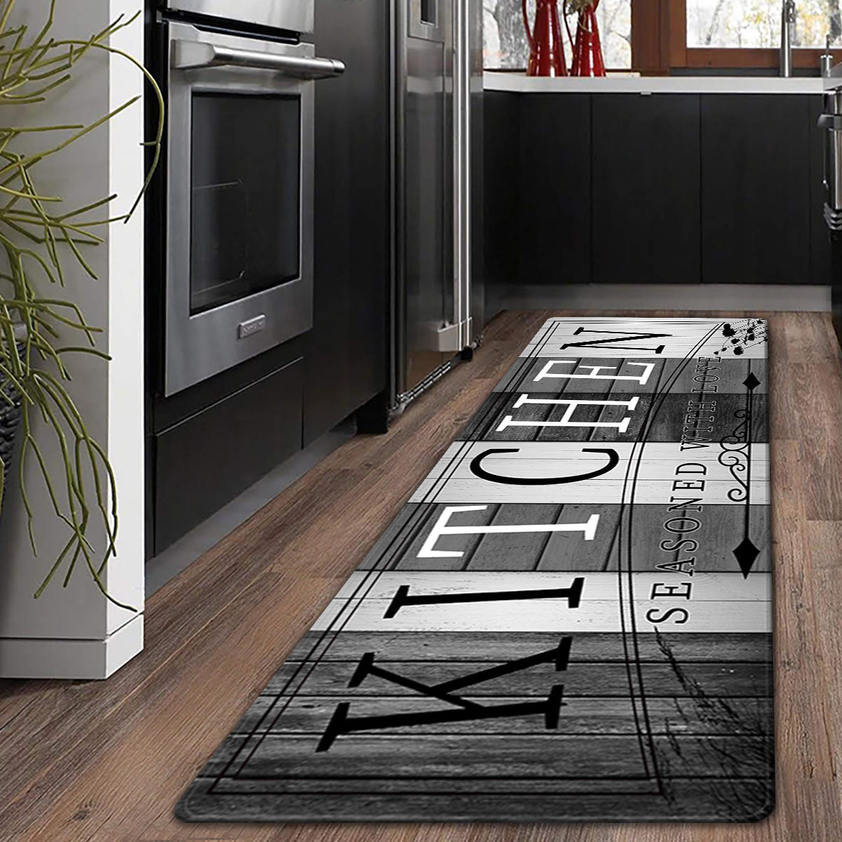 Non-Slip Absorbent Kitchen Mat | Premium Print Anti-Fatigue Floor Rug | Washable Door Mat for Kitchen Bathroom Laundry Bedroom Hallway | Wood Grain & Solid | Multiple Sizes 20x31.5" to 23.6x71"
