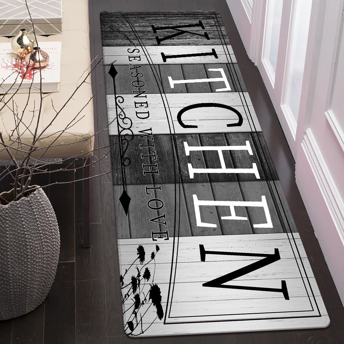 Non-Slip Absorbent Kitchen Mat | Premium Print Anti-Fatigue Floor Rug | Washable Door Mat for Kitchen Bathroom Laundry Bedroom Hallway | Wood Grain & Solid | Multiple Sizes 20x31.5" to 23.6x71"
