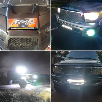 LED Light Bar Offroad Kit – 2x 10 Inch LED Light Bars + 4x 4 Inch Spot Lights for Jeep Truck SUV 4x4 Off-Road Driving, Waterproof Bright White Work Lights, Easy Install (Battery Not Included)