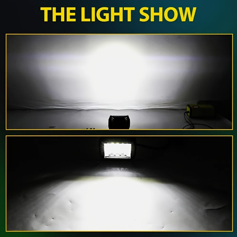 LED Light Bar Offroad Kit – 2x 10 Inch LED Light Bars + 4x 4 Inch Spot Lights for Jeep Truck SUV 4x4 Off-Road Driving, Waterproof Bright White Work Lights, Easy Install (Battery Not Included)